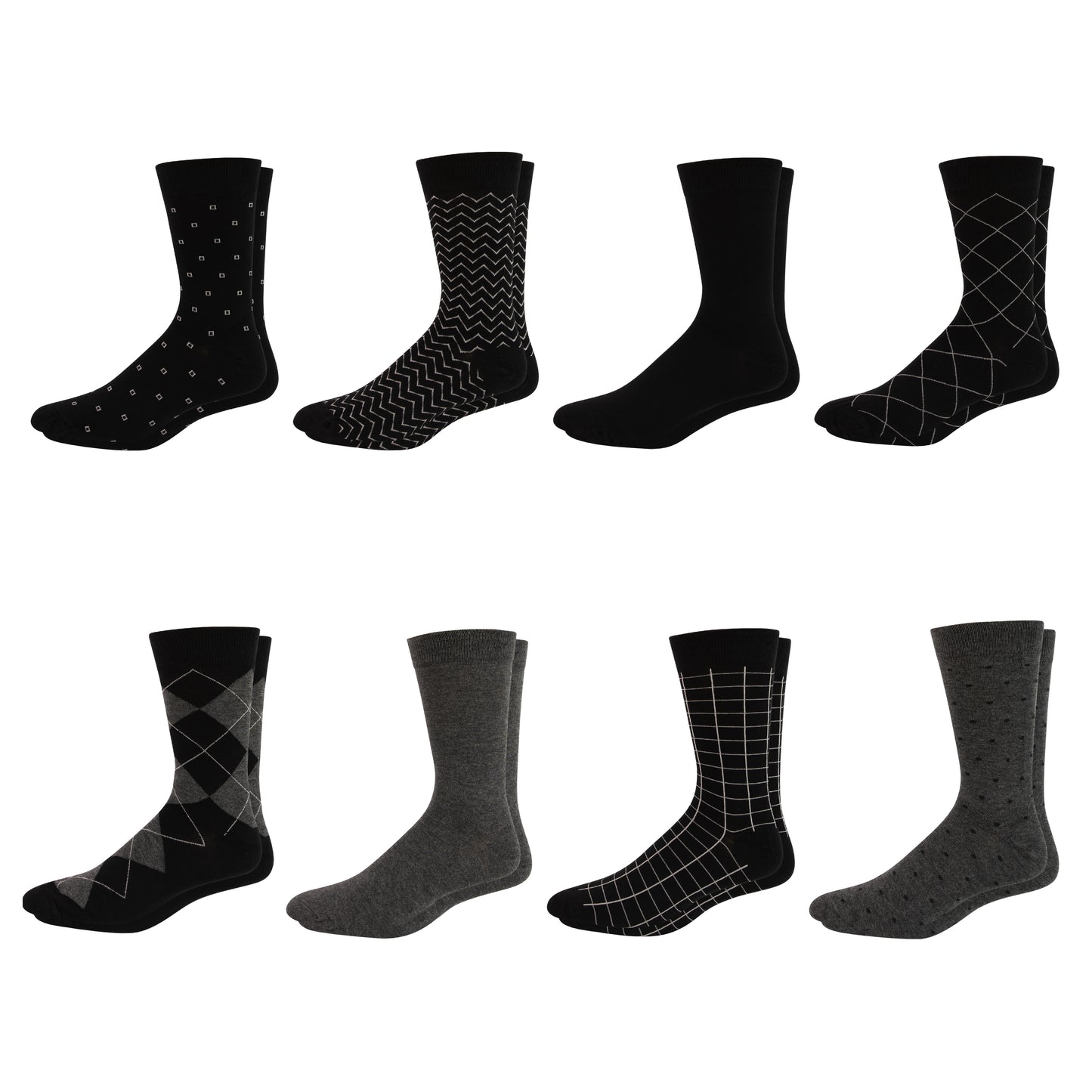 8-Pack Men's Bamboo Super Soft Crew Socks - Anti Odor Smell Free Lightweight Breathable Casual Socks