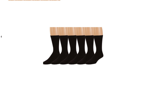 6-Pack Black Non Sweat Men's Crew Socks - Ultra Soft Viscose Bamboo Moisture Wicking -By Zeke