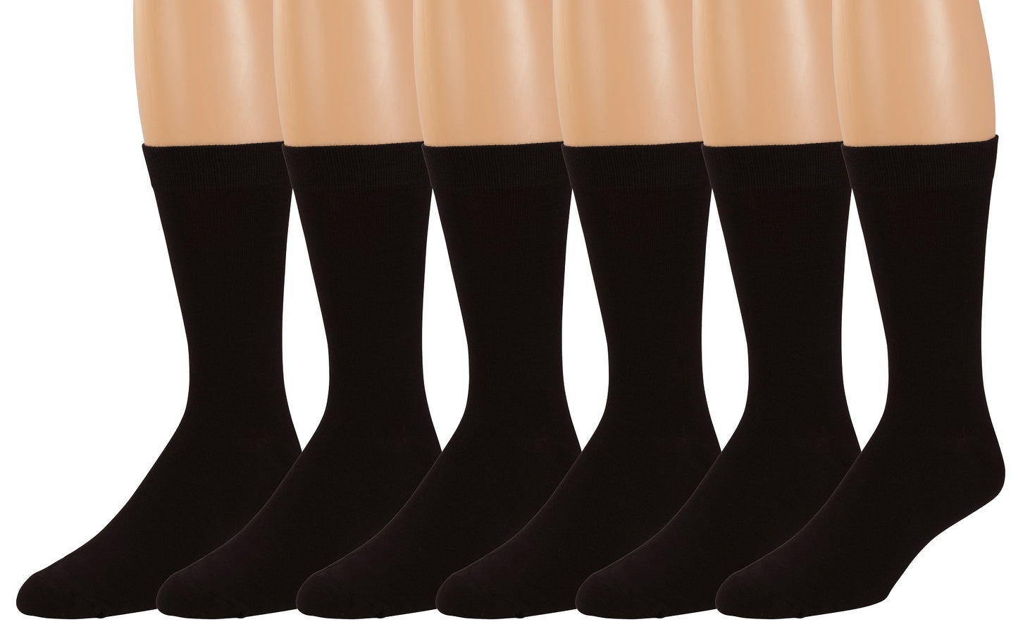 6-Pack Black Non Sweat Men's Crew Socks - Ultra Soft Viscose Bamboo Moisture Wicking -By Zeke